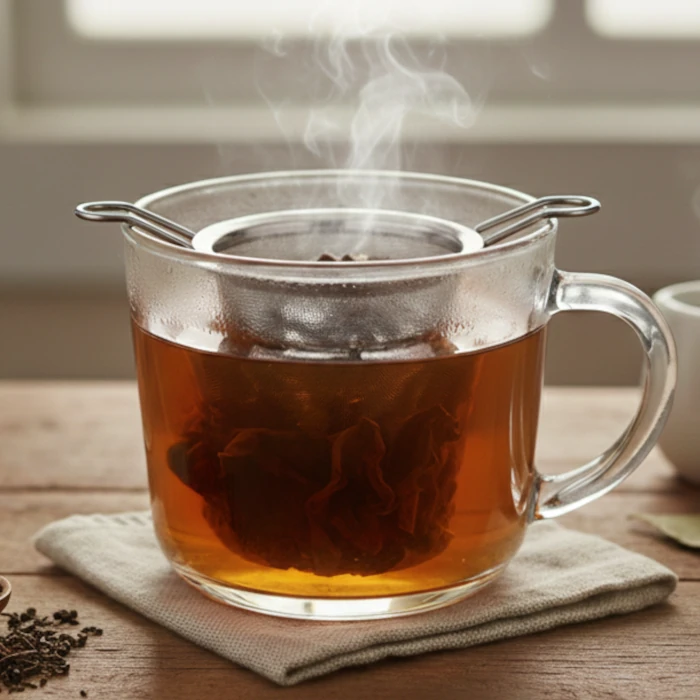 Parzenie czarnej herbaty liściastej