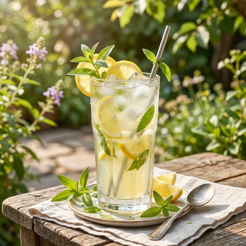 Letnia lemoniada z dodatkiem werbeny cytrynowej