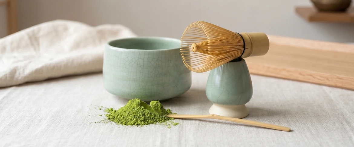Miotełka do matchy chasen i podstawka kusenaoshi – zestaw matcha