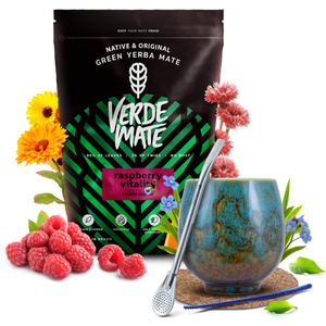 Zestaw Yerba Mate Verde Mate Raspberry 500g Tykwa + Bombilla