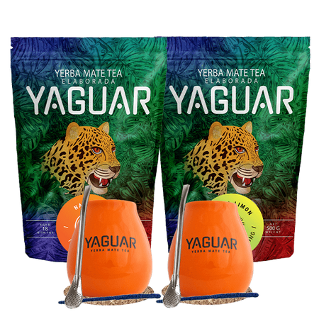 Zestaw Startowy dla dwojga Yerba Mate Yaguar Naranja 500g + Yaguar Menta Limon 500g