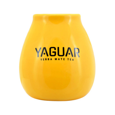 Tykwa ceramiczna żółta z logo Yaguar - 350 ml 