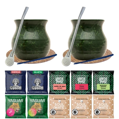 Zestaw dla Dwojga  10x50g Yerba Mate Bombilla Tykwa