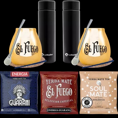 Zestaw yerba Mate  dla pary PREMIUM tykwy Termos