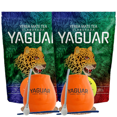 Zestaw Startowy dla dwojga Yerba Mate Yaguar Naranja 500g + Yaguar Menta Limon 500g