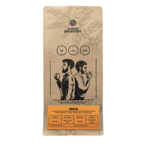 Bro Coffee Roastery - Kawa ziarnista India Karnataka Premium 400 g