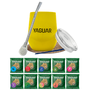 Zestaw Yerba Mate: próbki Yaguar 10x50g + TermoLid + Bombilla