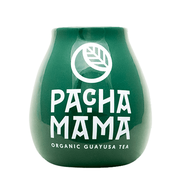 Tykwa ceramiczna z logo Pachamama (zielona) 350 ml