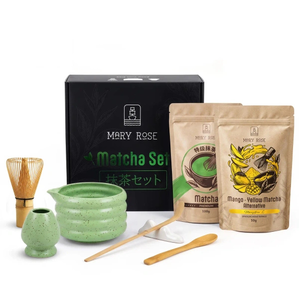 Zestaw prezentowy do kolorowego Matcha Latte: Matcha + Yellow Matcha + akcesoria