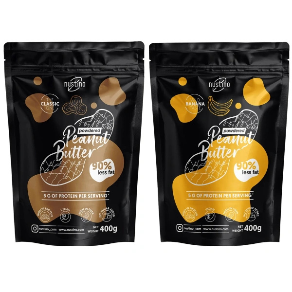 Zestaw masło orzechowe w proszku Nustino: Classic + Banan 2x400g