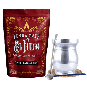 Zestaw Yerba Mate: El Fuego Energia Guarana 500g + Palo Santo + Bombilla