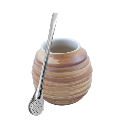 Matero Ceramiczne Miodowe Jasne + Bombilla Mercedes