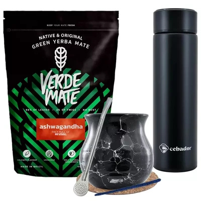 Zestaw Yerba Verde Mate Ashwagandha 500g termos
