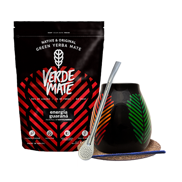 Zestaw Yerba Mate: Verde Mate Energía Guaraná 500g + Matero + Bombilla