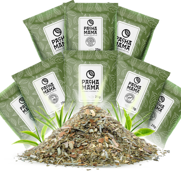 Zestaw prezentowy Guayusa Pachamama: próbki 8x25g + tykwa + bombilla