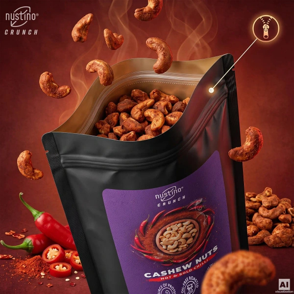 Nustino Crunch – prażone orzechy nerkowca – Hot & Bold Chilli 100 g