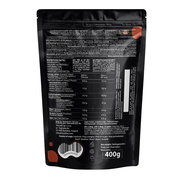 Nustino – Masło Orzechowe w Proszku – Pumpkin Spice (bez dodatku cukru) 400 g