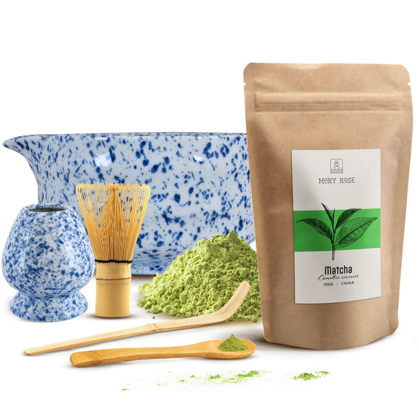 Zestaw do parzenia herbaty matcha: matcha 100g + akcesoria