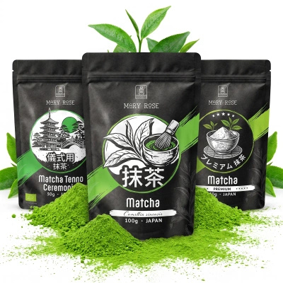 Zestaw 3 herbat matcha BIO z Japonii: ceremonialna + premium + kulinarna