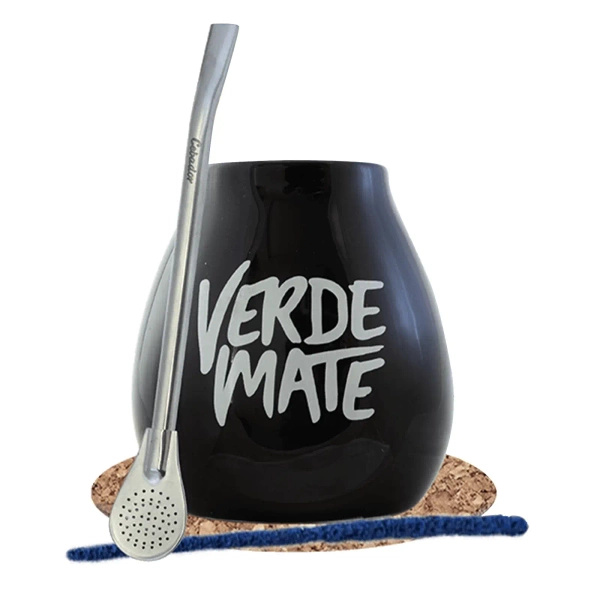 Zestaw tykwa czarna Verde Mate + bombilla