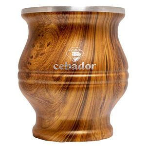 TermoColador – naczynko z sitkiem i bombillą - print drewno
