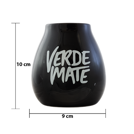 Tykwa ceramiczna czarna z logo Verde Mate - 350 ml