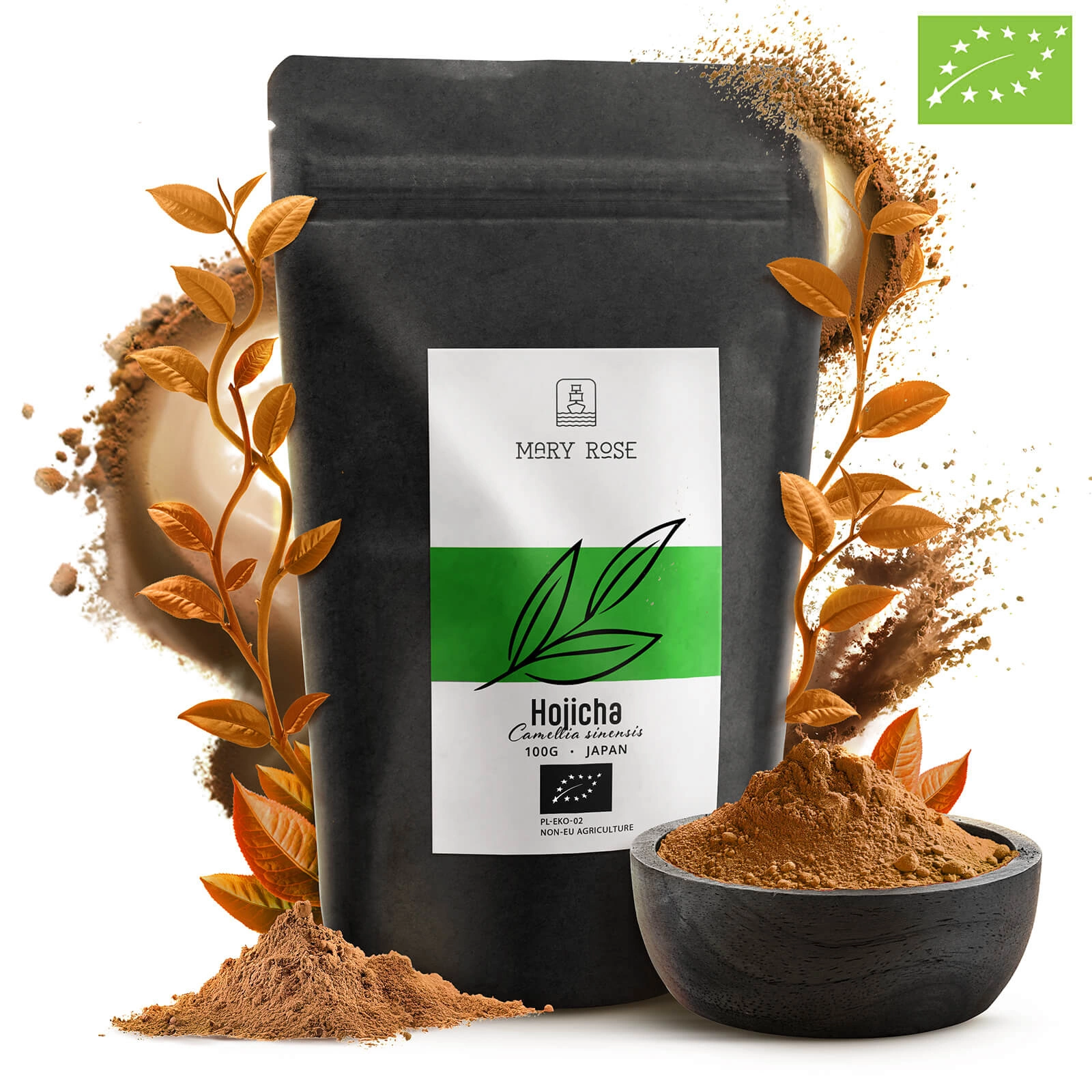 Opakowanie Mary Rose Hojicha Powder BIO