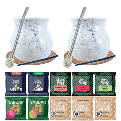 Zestaw dla Dwojga Yerba Mate Bombilla Tykwa 10x50g