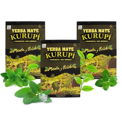 Zestaw yerba mate Kurupi Menta y Boldo 3x500g