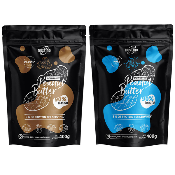 Zestaw masło orzechowe w proszku Nustino: Classic + Pure 2x400g