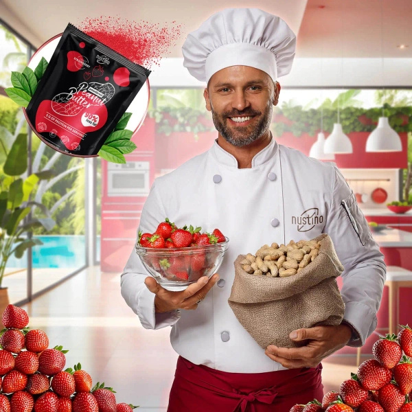 Nustino – Masło Orzechowe w Proszku – Truskawka (bez dodatku cukru) 400 g