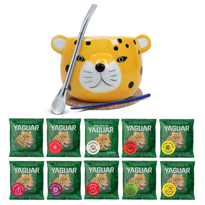 Zestaw Yerba Mate: próbki Yaguar 10x50g + Matero + Bombilla