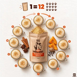 Zestaw do Pumpkin Spice Latte: kawa Bro Coffee Roastery Brazil Cerrado 1kg + Pumpkin Spice Latte Mix 100g
