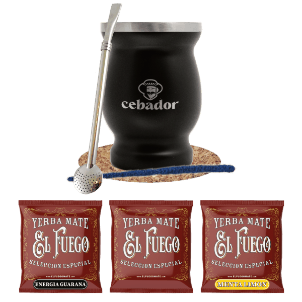 Zestaw Yerba Mate: próbki El Fuego 3x50g + TermoMate + Bombilla