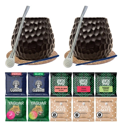 Yerba Mate Zestaw dla Dwojga  Bombilla Tykwa 10x50g