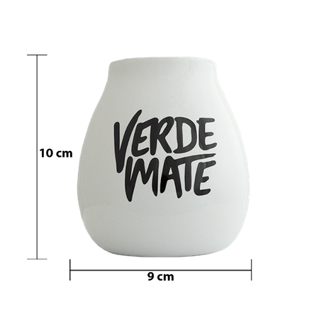 Tykwa ceramiczna biała z logo Verde Mate - 350 ml