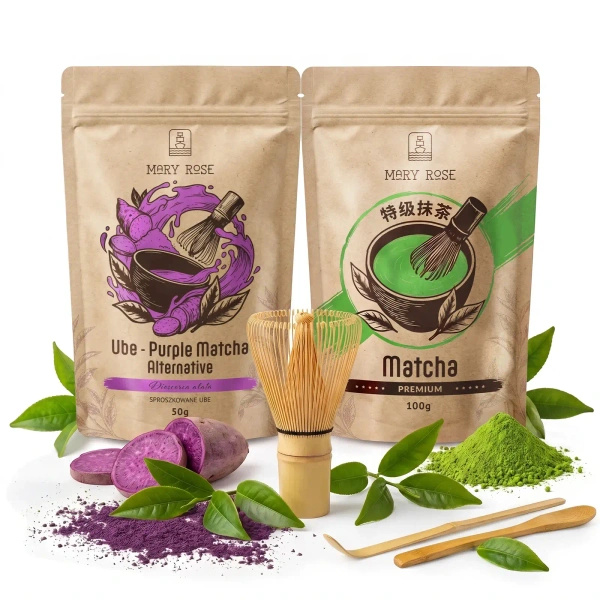 Zestaw do kolorowego Matcha Latte: Matcha + Purple Matcha + akcesoria