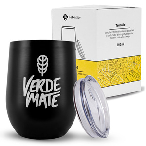 TermoLid – stalowe naczynko z pokrywką – Verde Mate (czarne) – 350 ml