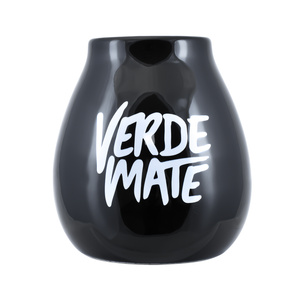 Tykwa ceramiczna z logo Verde Mate (czarna) 350 ml
