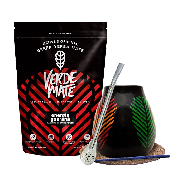 Zestaw Yerba Mate: Verde Mate Energía Guaraná 500g + Matero + Bombilla