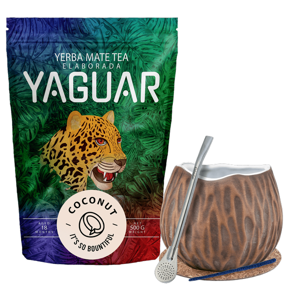 Zestaw Startowy Yerba Mate Yaguar Coconut 500g 