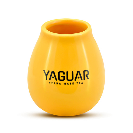 Tykwa ceramiczna żółta z logo Yaguar - 350 ml 