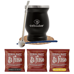 Zestaw Yerba Mate: próbki El Fuego 3x50g + TermoMate + Bombilla