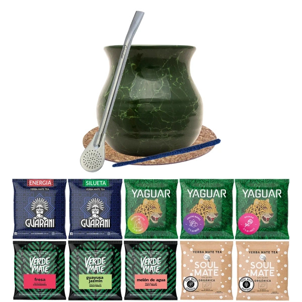 Zestaw Yerba Verde Mate Green 500g Tykwa 10x50g