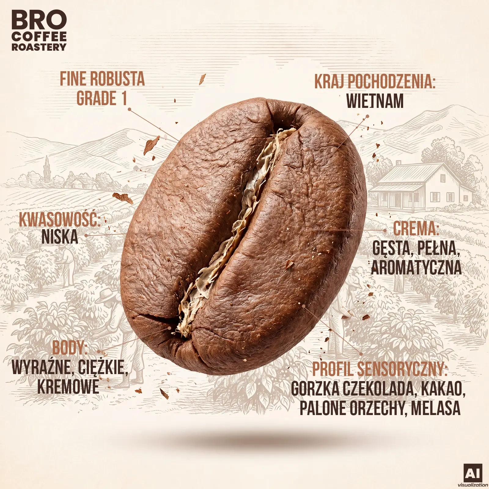 Ziarna robusty - kawa Bro Coffee Roastery Pure Crema