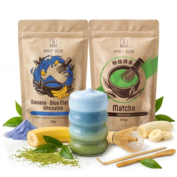 Zestaw do kolorowego Matcha Latte: Matcha + Blue Matcha + akcesoria