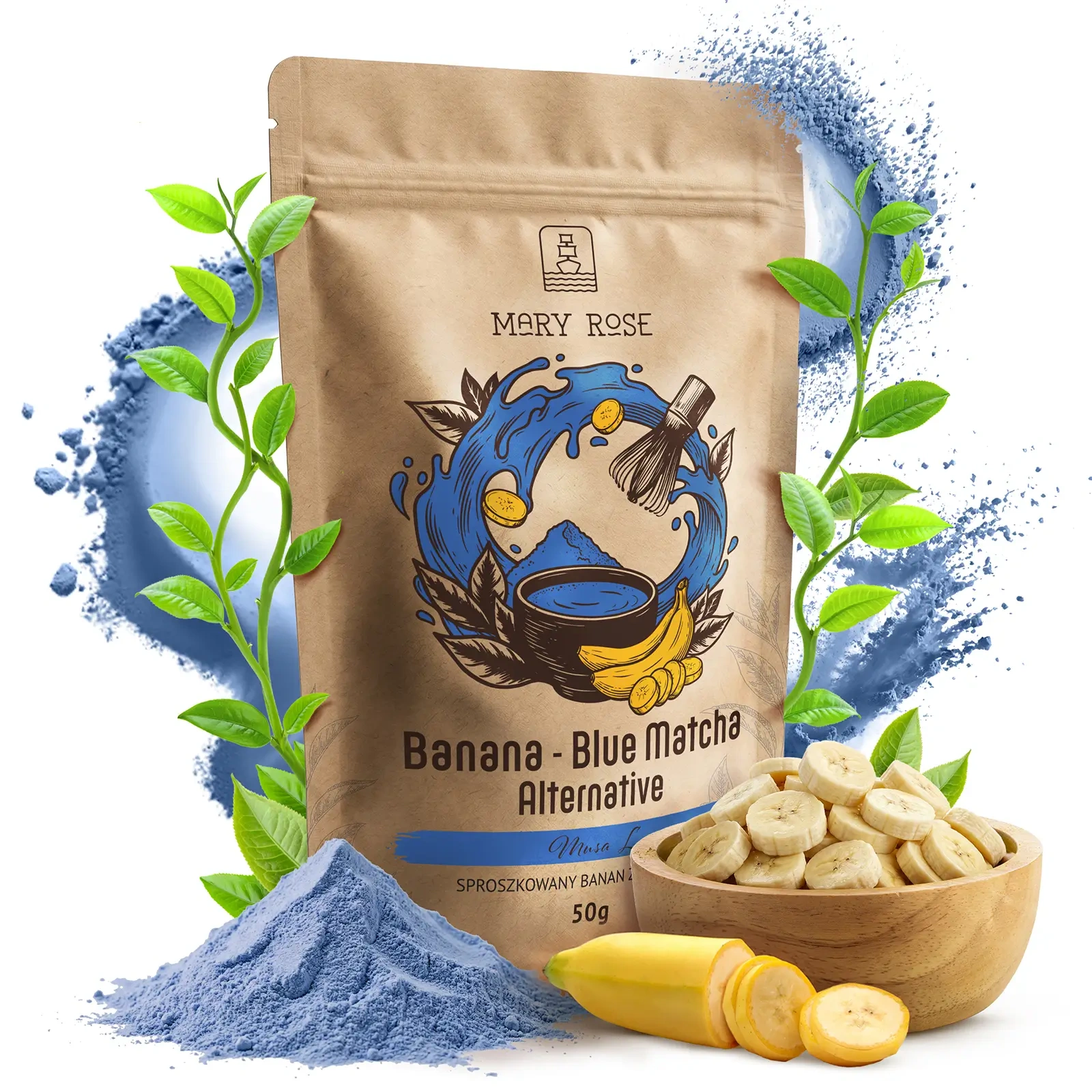 Niebieska matcha Mary Rose Blue Matcha Alternative – Banan
