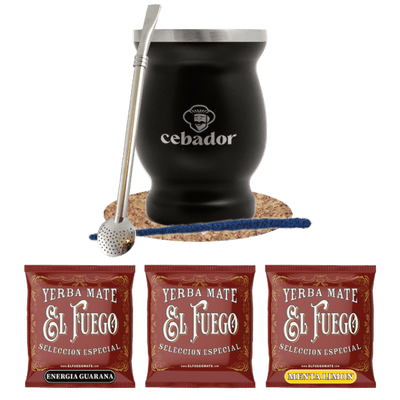 Zestaw Yerba Mate: próbki El Fuego 3x50g + TermoMate + Bombilla