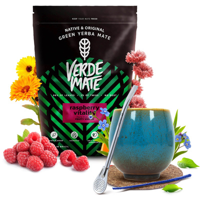 Zestaw Yerba Mate Verde Mate Raspberry 500g Tykwa + Bombilla