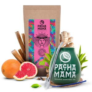 Zestaw Guayusa Pachamama Heartwarming 100g akcesoria